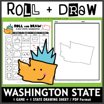 Preview of Washington Roll and Draw Silly State Game NO PREP Drawing Activity