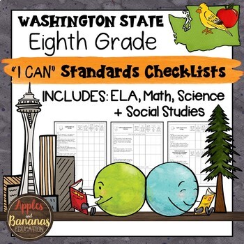Preview of Washington State Eighth Grade "I Can" Learning Standards Checklists