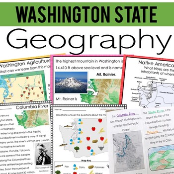 Preview of Washington State Geography Unit (Reading Passages, Slide Show, Mapping Skills)