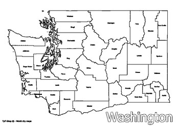 Preview of Washington State Map with Counties Coloring and Learning