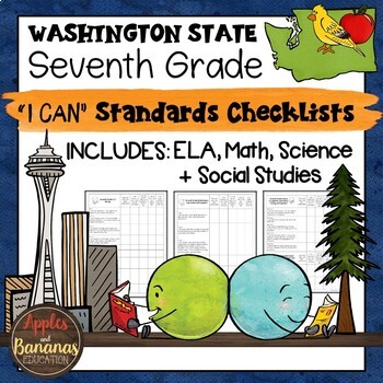 Preview of Washington State Seventh Grade "I Can" Learning Standards Checklists