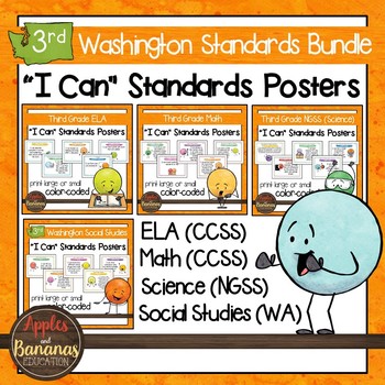 Preview of Washington State Third Grade Learning Standards Posters BUNDLE
