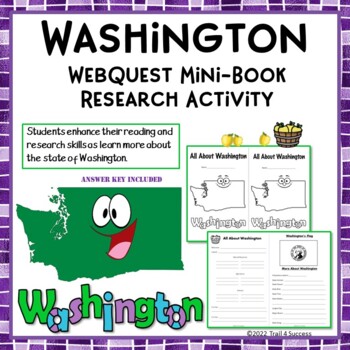 Preview of Washington State Webquest Worksheets Research Scavenger Hunt Mini Book