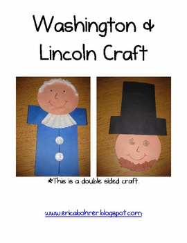 Preview of Presidents' Day: Washington and Lincoln Double Sided Craft