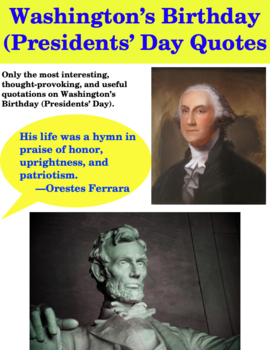 Preview of Washington's Birthday (Presidents' Day) Quotes