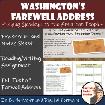 Preview of Washington's Farewell Address Lesson for Middle School