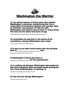 Preview of Washington the Warrior guided video notes
