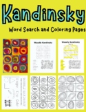 Wassily Kandinsky Coloring Sheet, Word Search, Worksheet