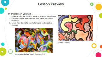 Preview of Wassily Kandinsky & “The Noisy Paintbox” Art Lesson K-3rd, video demo included