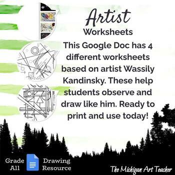 Preview of Wassily Kandinsky Worksheet - Art Printable Handout - No Prep Sub Plan