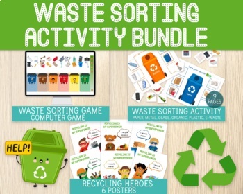 Preview of Waste Sorting Activity Bundle, Recycling Games, Posters, Earth Day, Environment
