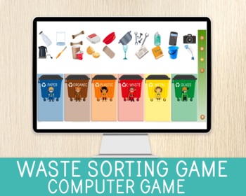 Preview of Waste Sorting Computer Game, Earth & Environment Day, Recycling Activity, 3Rs