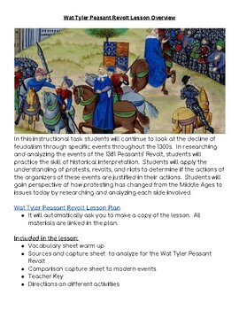 Preview of Wat Tyler Peasant Revolt Lesson Plan