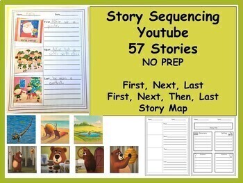 Watch, Sequence, Write, 3-4 step Story Sequencing, 57 Youtube Stories