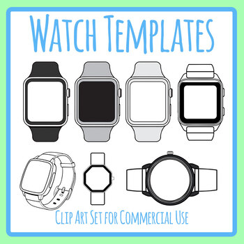 Blank Smart Watch Templates for Cutting & Wearing Craft Clock Outlines Clip  Art