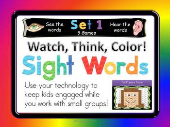 Preview of Watch, Think, Color SIGHT WORDS Set 1