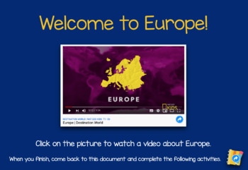 Preview of Watch a video about Europe and answer the questions.