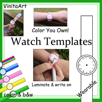 Preview of Watch template paper craft, laminate for more fun telling time.