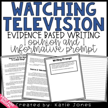 Preview of Watching Television Opinion and Informative Writing Prompts // Distance Learning