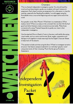 Preview of Watchmen Independent Investigation Packet: 10 Weeks, Story Wheel Assessment