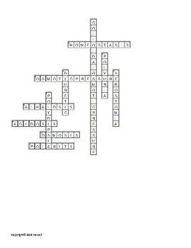 Water Balance Crossword for Nutrition and Health Students TPT