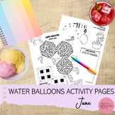 Water Balloon Activity Pages
