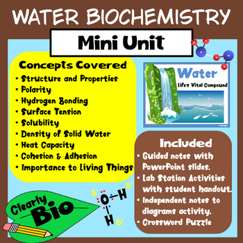 Preview of Water Biochemistry: Notes, Handouts, Activities and Practice