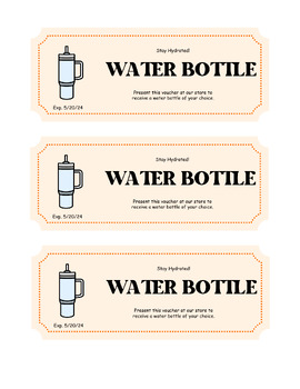 Preview of Water Bottle Coupon- Classroom Economy