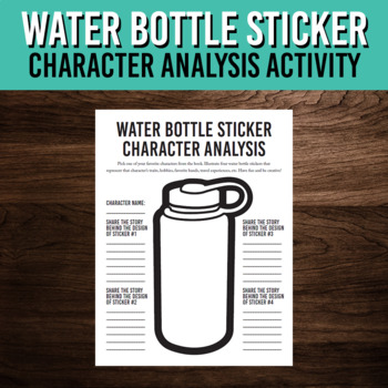 Preview of Water Bottle Sticker Character Analysis Activity -  Graphic Organizer Worksheet