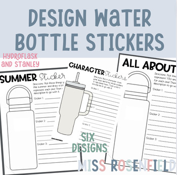 Preview of Water Bottle Stickers (Hydroflask & Stanley) | Character Studies, Summer, About