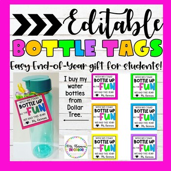 Water Bottle Tags- End of Year by Kacie Harmon | TpT
