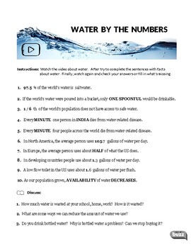 water by the numbers environment video lesson by elt buzz teaching