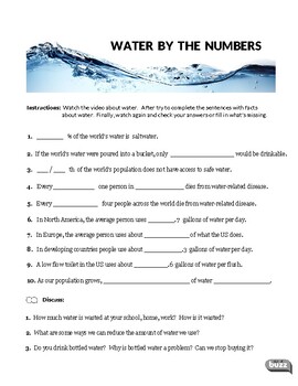 Preview of Water By The Numbers - Environment Video Lesson. ESL. EFL. Nature. Science.
