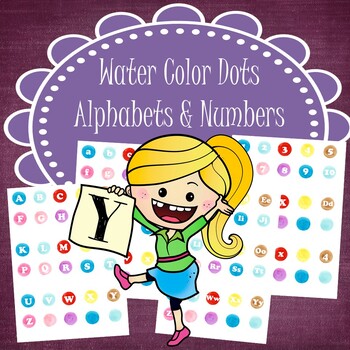 Preview of Water Color Dots~Alphabet Letters & Numbers-1" circles