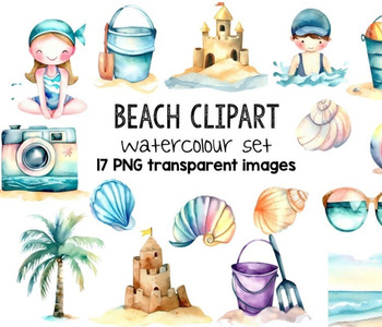Preview of Water Colour Beach Scene Clipart - 17 High Quality Transparent PNG Images