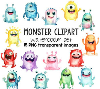 Preview of Water Colour Monster Clipart - 15 High Quality Transparent PNG Images
