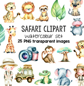 Preview of Water Colour Safari Animals Clipart - 25 High Quality Transparent PNG Images