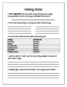 Preview of Water Conservation - Worksheet