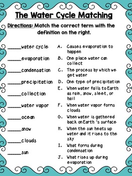 Water Cycle Reading Comprehension and Activities by Love What You Teach