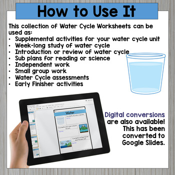Water Cycle Worksheets - Digital Science No Prep Pack With Google Slides