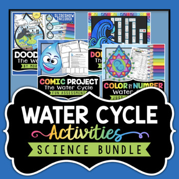 Preview of Water Cycle Activities Bundle - Doodle Notes, Color By Number, Project