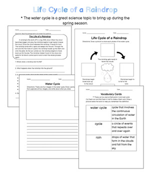 Preview of Water Cycle Activity Packet - vocabulary, comprehension, and writing