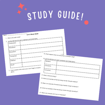 Preview of Water Cycle/Air Pressure- Study Guide