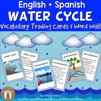 Preview of Water Cycle Vocabulary Trading Cards and Word Wall Bundle