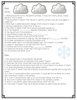 Water Cycle Crossword Puzzle Review by Fourth Grade Mania | TpT