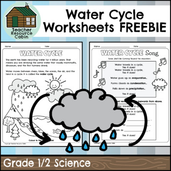 Preview of FREEBIE: Water Cycle Worksheets (Grade 1/2)