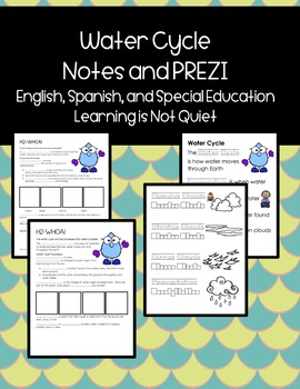 Preview of Water Cycle Notes (PREZI and Sheet) (Differentiated, Spanish, English, SPED)