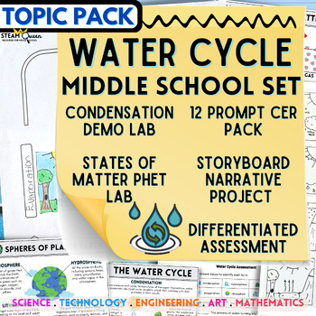 Preview of Water Cycle Bundle Middle School Storyboard CER Demo PhET Lab Exam Activity Set