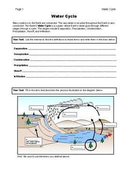 Preview of Water Cycle Quick Read and internet Activity