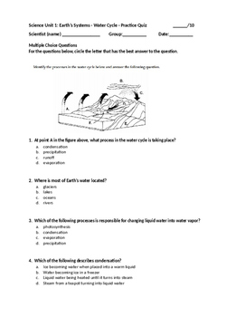 Water Cycle Quiz by Teacher in the PNW | TPT